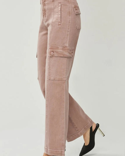 RISEN Full Size High Rise Wide Leg Cargo Jeans - THE AMERICAN BLUE