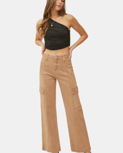RISEN Full Size High Rise Wide Leg Cargo Jeans - THE AMERICAN BLUE