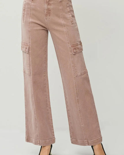 RISEN Full Size High Rise Wide Leg Cargo Jeans - THE AMERICAN BLUE