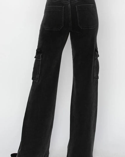 Risen Full Size High Rise Wide Leg Cargo Jeans - THE AMERICAN BLUE