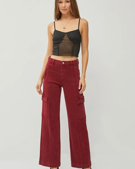 RISEN Full Size High Rise Wide Leg Cargo Jeans - THE AMERICAN BLUE