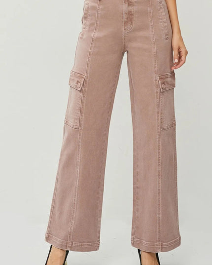 RISEN Full Size High Rise Wide Leg Cargo Jeans - THE AMERICAN BLUE