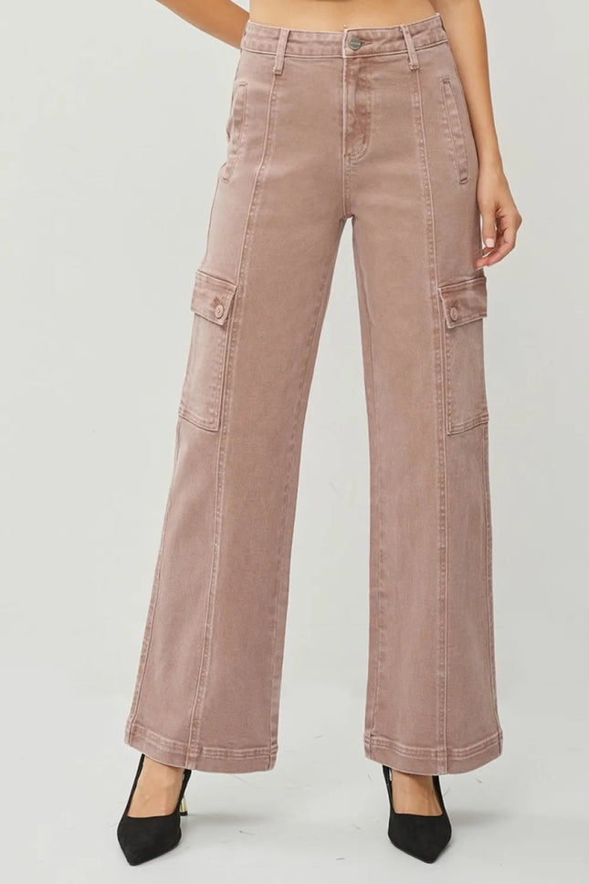 RISEN Full Size High Rise Wide Leg Cargo Jeans - THE AMERICAN BLUE