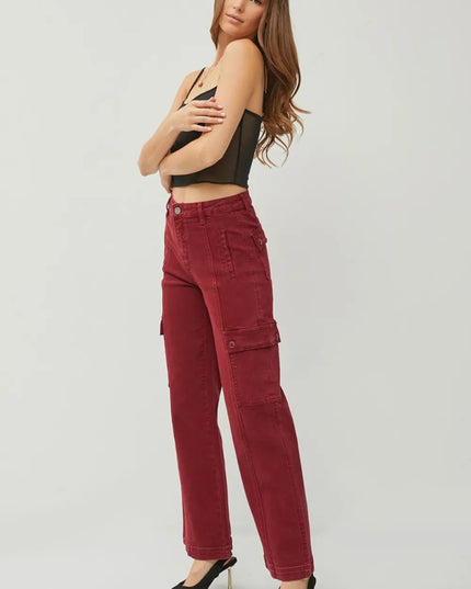 RISEN Full Size High Rise Wide Leg Cargo Jeans - THE AMERICAN BLUE