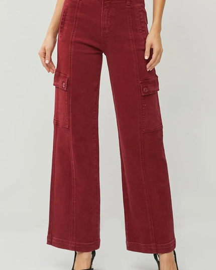 RISEN Full Size High Rise Wide Leg Cargo Jeans - THE AMERICAN BLUE