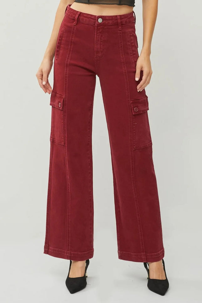 RISEN Full Size High Rise Wide Leg Cargo Jeans - THE AMERICAN BLUE