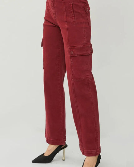 RISEN Full Size High Rise Wide Leg Cargo Jeans - THE AMERICAN BLUE