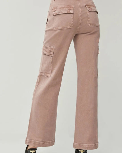 RISEN Full Size High Rise Wide Leg Cargo Jeans - THE AMERICAN BLUE
