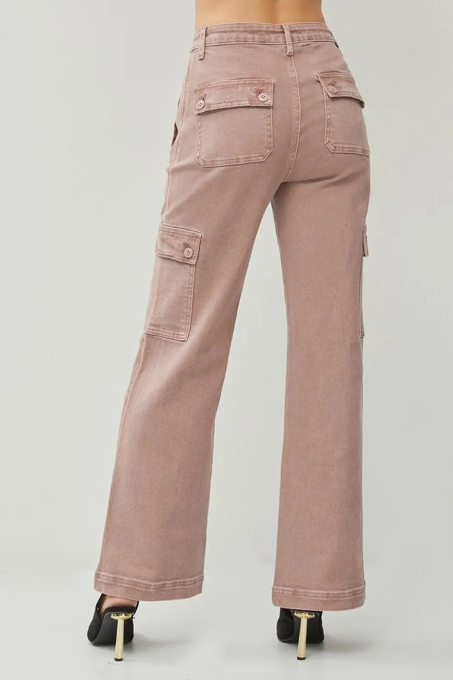 RISEN Full Size High Rise Wide Leg Cargo Jeans - THE AMERICAN BLUE