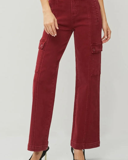 RISEN Full Size High Rise Wide Leg Cargo Jeans - THE AMERICAN BLUE