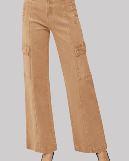 RISEN Full Size High Rise Wide Leg Cargo Jeans - THE AMERICAN BLUE