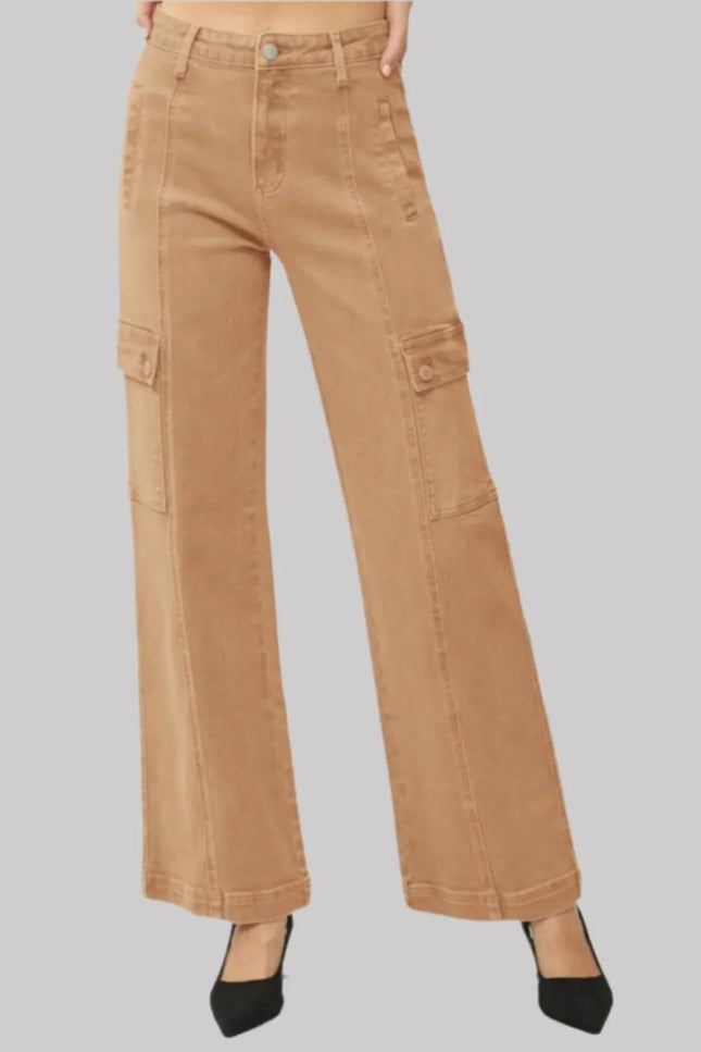RISEN Full Size High Rise Wide Leg Cargo Jeans - THE AMERICAN BLUE