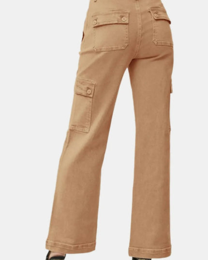 RISEN Full Size High Rise Wide Leg Cargo Jeans - THE AMERICAN BLUE