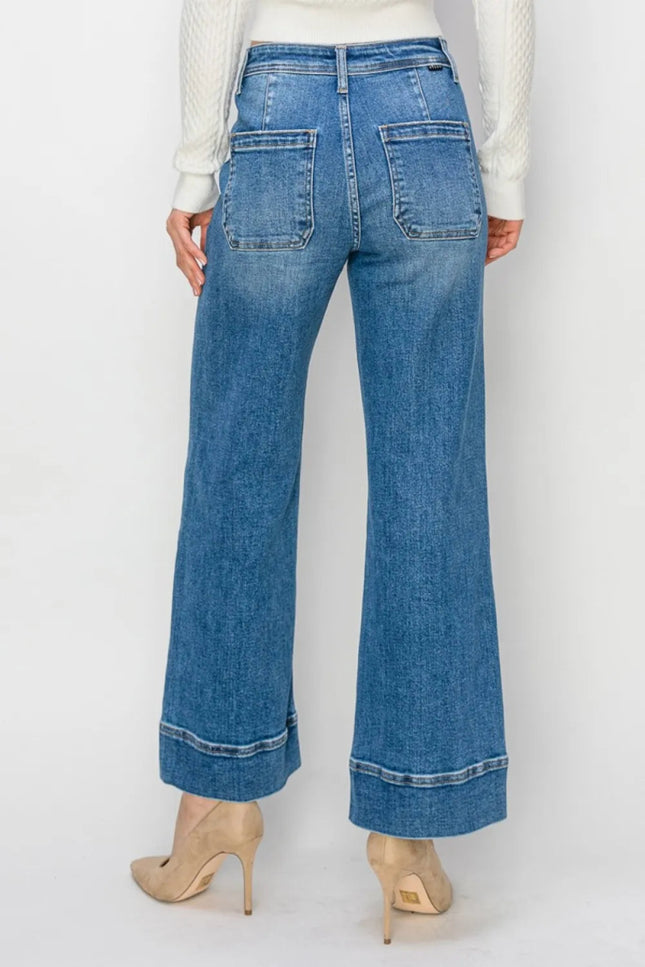 RISEN Full Size High Rise Wide Leg Jeans - THE AMERICAN BLUE