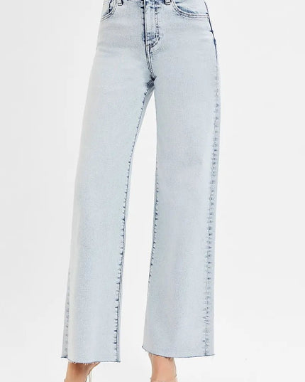 RISEN Full Size High Rise Wide Leg Jeans Plus Size - THE AMERICAN BLUE