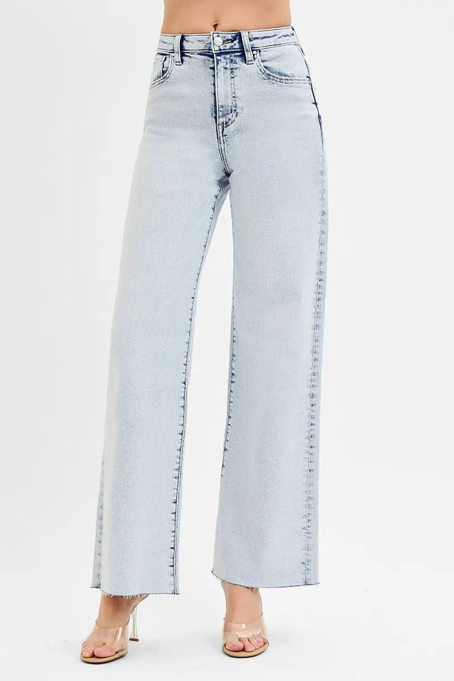 RISEN Full Size High Rise Wide Leg Jeans Plus Size - THE AMERICAN BLUE