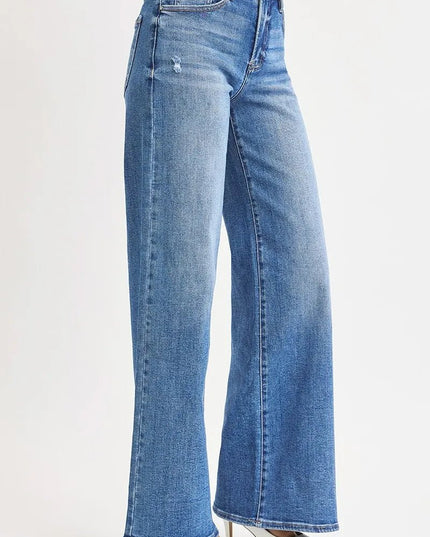 RISEN Full Size High Rise Wide Leg Jeans Plus Size - THE AMERICAN BLUE