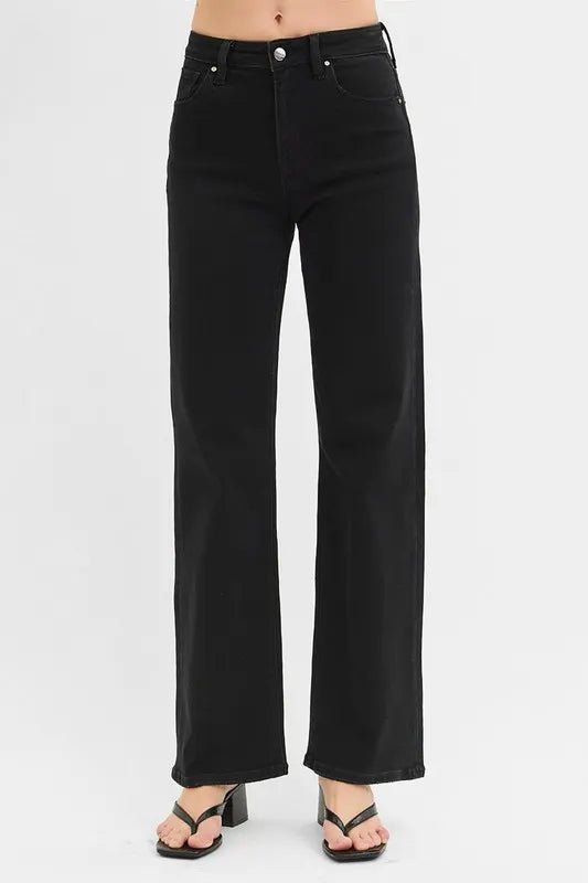 RISEN Full Size High Rise Wide Leg Jeans Plus Size - THE AMERICAN BLUE