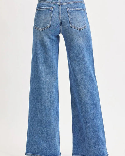 RISEN Full Size High Rise Wide Leg Jeans Plus Size - THE AMERICAN BLUE