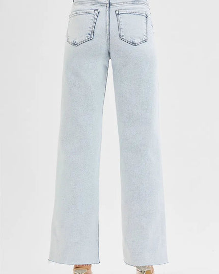 RISEN Full Size High Rise Wide Leg Jeans Plus Size - THE AMERICAN BLUE