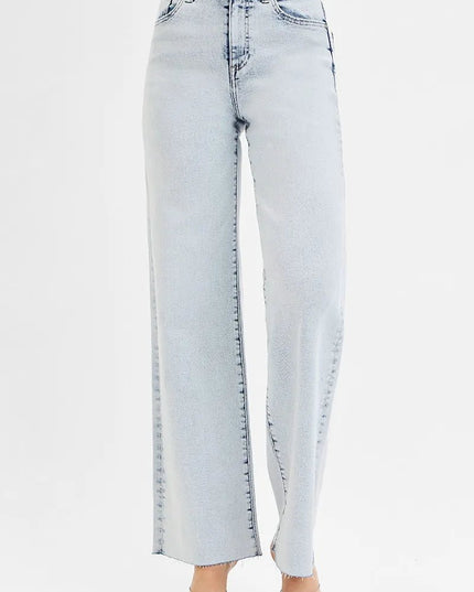 RISEN Full Size High Rise Wide Leg Jeans Plus Size - THE AMERICAN BLUE