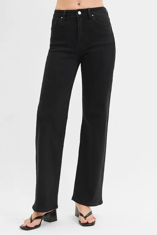 RISEN Full Size High Rise Wide Leg Jeans Plus Size - THE AMERICAN BLUE