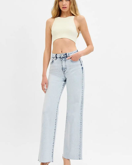 RISEN Full Size High Rise Wide Leg Jeans Plus Size - THE AMERICAN BLUE