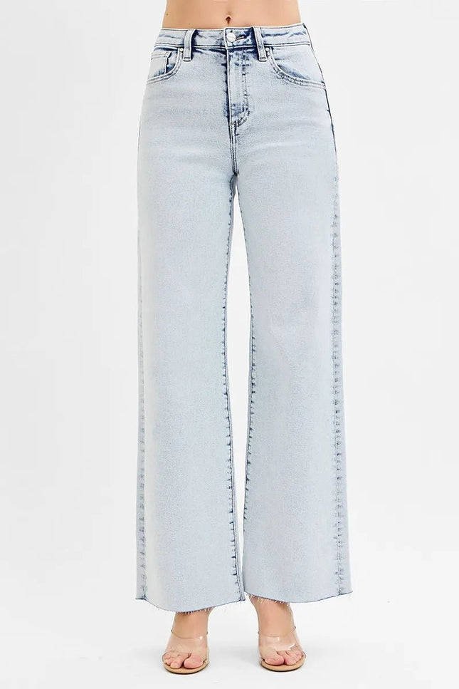 RISEN Full Size High Rise Wide Leg Jeans Plus Size - THE AMERICAN BLUE