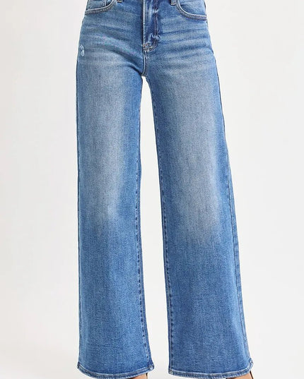 RISEN Full Size High Rise Wide Leg Jeans Plus Size - THE AMERICAN BLUE