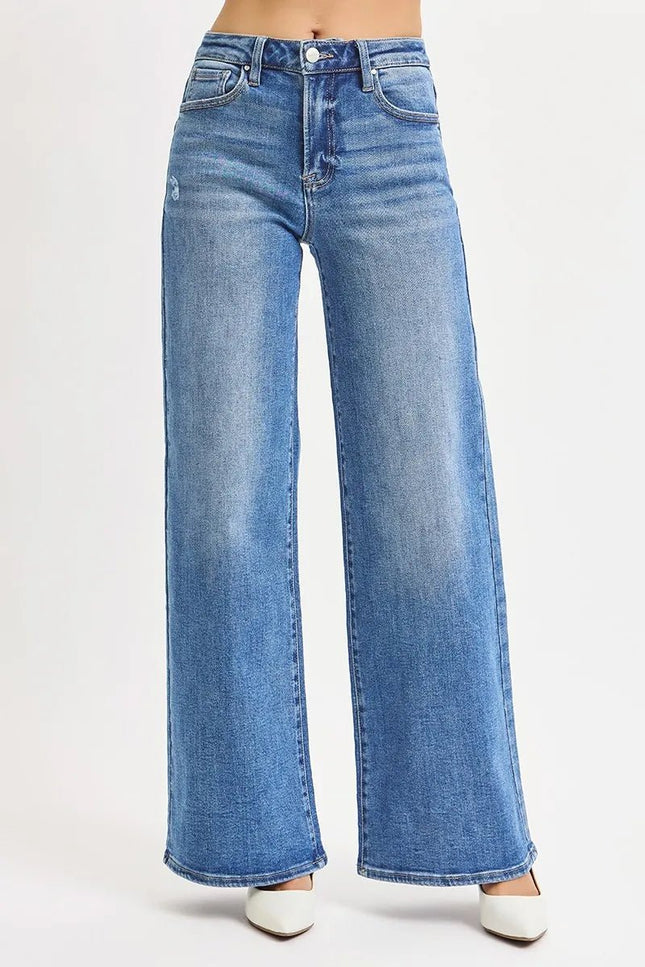 RISEN Full Size High Rise Wide Leg Jeans Plus Size - THE AMERICAN BLUE