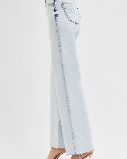 RISEN Full Size High Rise Wide Leg Jeans Plus Size - THE AMERICAN BLUE