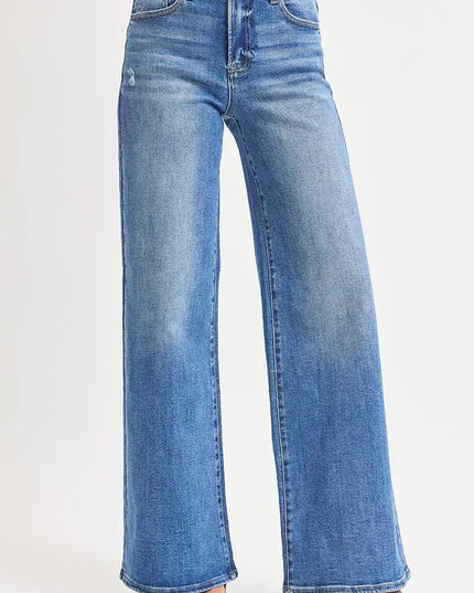 RISEN Full Size High Rise Wide Leg Jeans Plus Size - THE AMERICAN BLUE