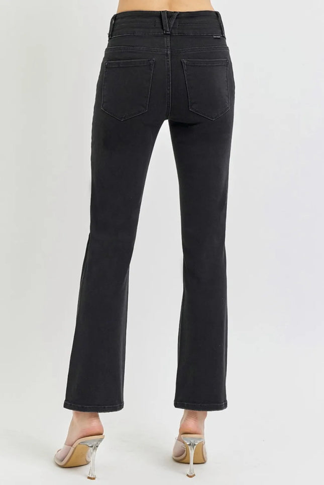 RISEN Full Size High Rise Wide Waistband Ankle Bootcut Jeans - THE AMERICAN BLUE