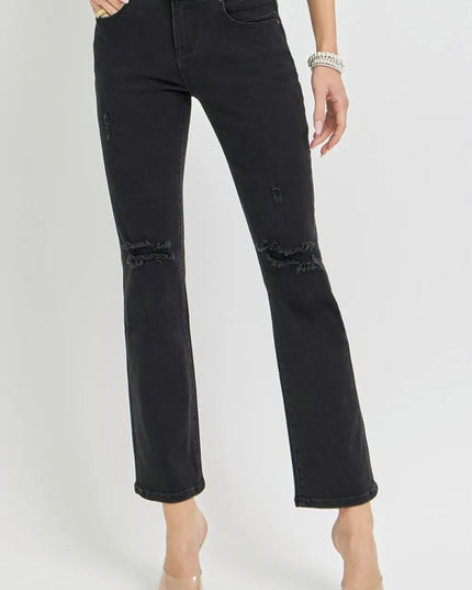 RISEN Full Size High Rise Wide Waistband Ankle Bootcut Jeans - THE AMERICAN BLUE