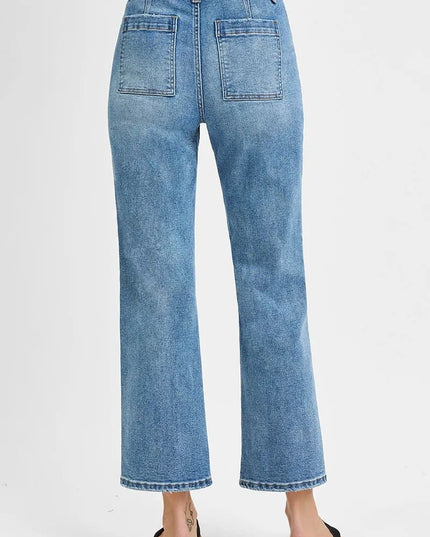 RISEN Full Size High Waisted Bootcut Cropped Jeans Plus Size - THE AMERICAN BLUE