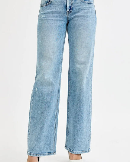 RISEN Full Size Low Rise Ankle Boyfriend Distressed Jeans Plus Size - THE AMERICAN BLUE
