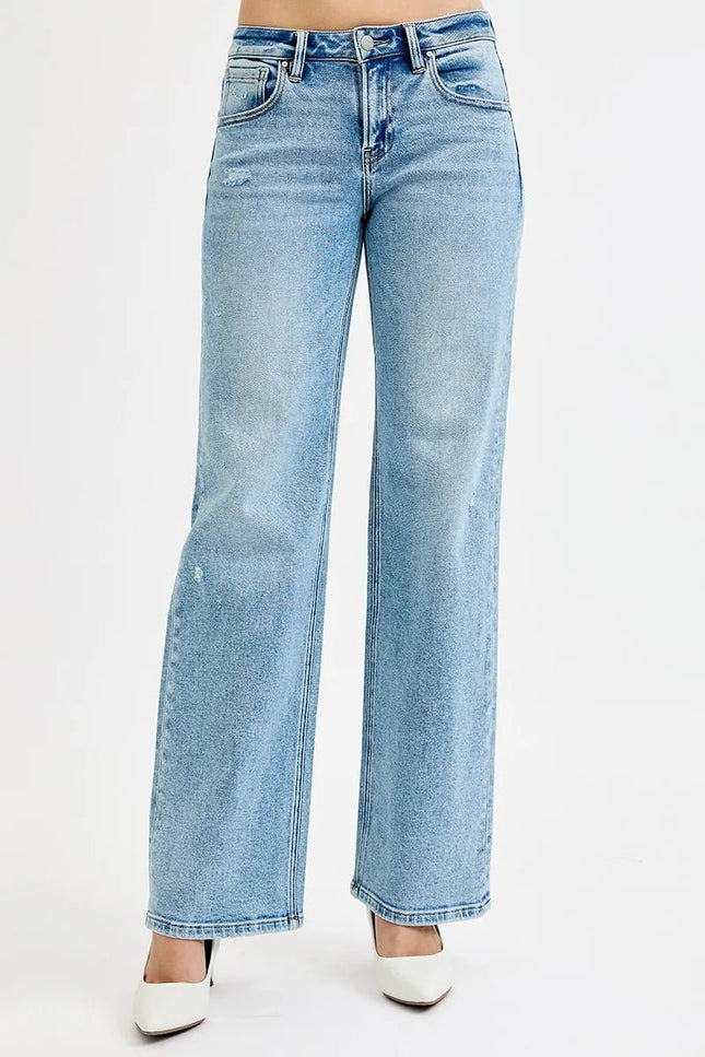 RISEN Full Size Low Rise Ankle Boyfriend Distressed Jeans Plus Size - THE AMERICAN BLUE