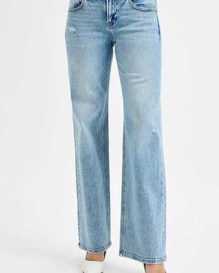 RISEN Full Size Low Rise Ankle Boyfriend Distressed Jeans Plus Size - THE AMERICAN BLUE