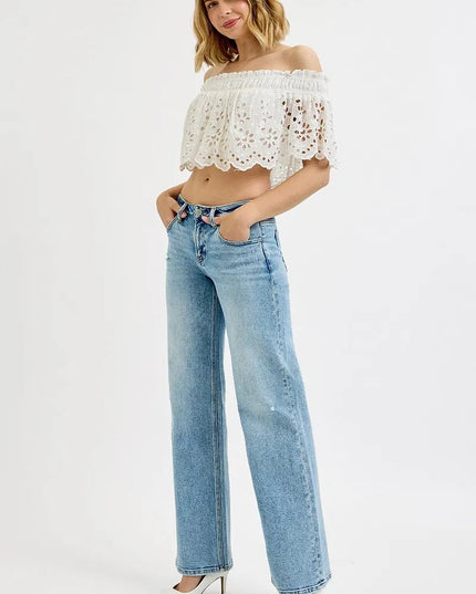RISEN Full Size Low Rise Ankle Boyfriend Distressed Jeans Plus Size - THE AMERICAN BLUE