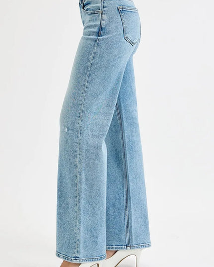 RISEN Full Size Low Rise Ankle Boyfriend Distressed Jeans Plus Size - THE AMERICAN BLUE