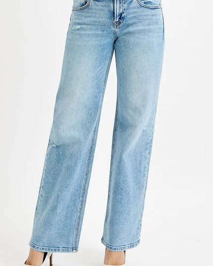 RISEN Full Size Low Rise Ankle Boyfriend Distressed Jeans Plus Size - THE AMERICAN BLUE