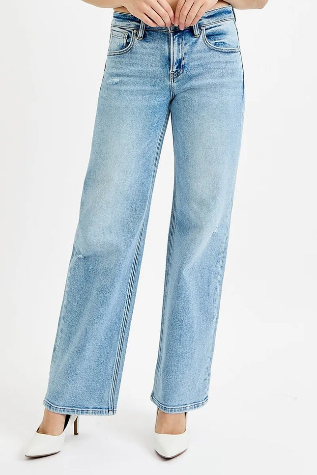RISEN Full Size Low Rise Ankle Boyfriend Distressed Jeans Plus Size - THE AMERICAN BLUE