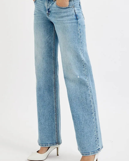 RISEN Full Size Low Rise Ankle Boyfriend Distressed Jeans Plus Size - THE AMERICAN BLUE