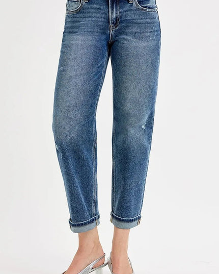 RISEN Full Size Low Rise Crop Boyfriend Jeans Plus Size - THE AMERICAN BLUE