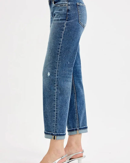 RISEN Full Size Low Rise Crop Boyfriend Jeans Plus Size - THE AMERICAN BLUE