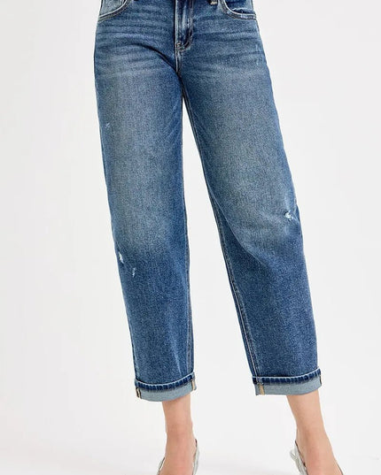 RISEN Full Size Low Rise Crop Boyfriend Jeans Plus Size - THE AMERICAN BLUE