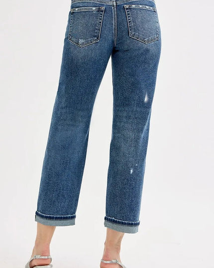 RISEN Full Size Low Rise Crop Boyfriend Jeans Plus Size - THE AMERICAN BLUE