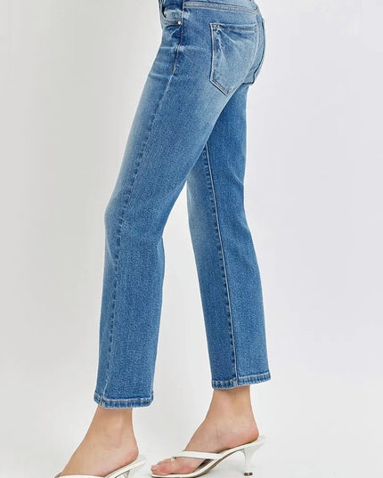 RISEN Full Size Low Rise Crop Flare Jeans Plus Size - THE AMERICAN BLUE