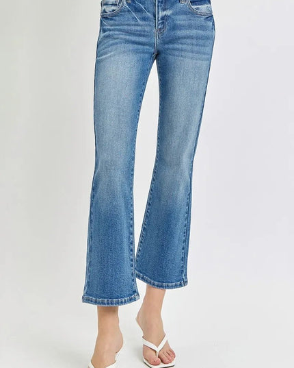RISEN Full Size Low Rise Crop Flare Jeans Plus Size - THE AMERICAN BLUE