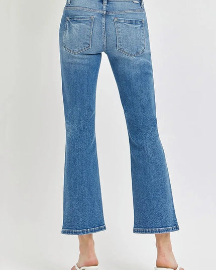 RISEN Full Size Low Rise Crop Flare Jeans Plus Size - THE AMERICAN BLUE